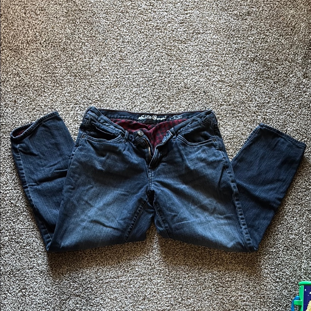 Eddie Bauer Boyfriend Jeans - Dark Blue size 12p flannel lined